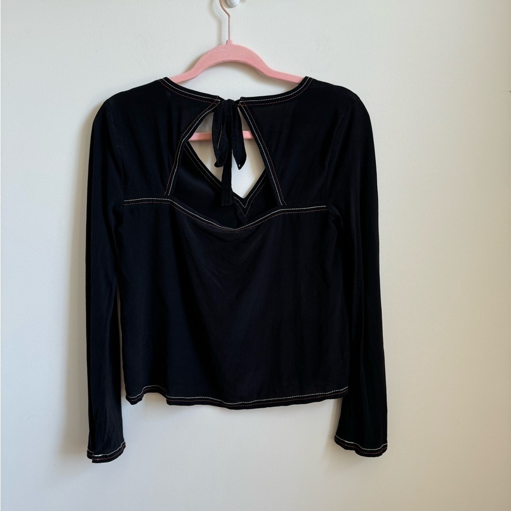 Madewell Silk Stitched Tie Back Blouse - Picture 2 of 8